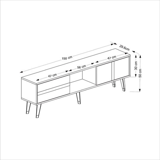 Comoda TV, Olivia, Vania Fireplace, 150x50x29.6 cm, PAL , Alb / Argintiu