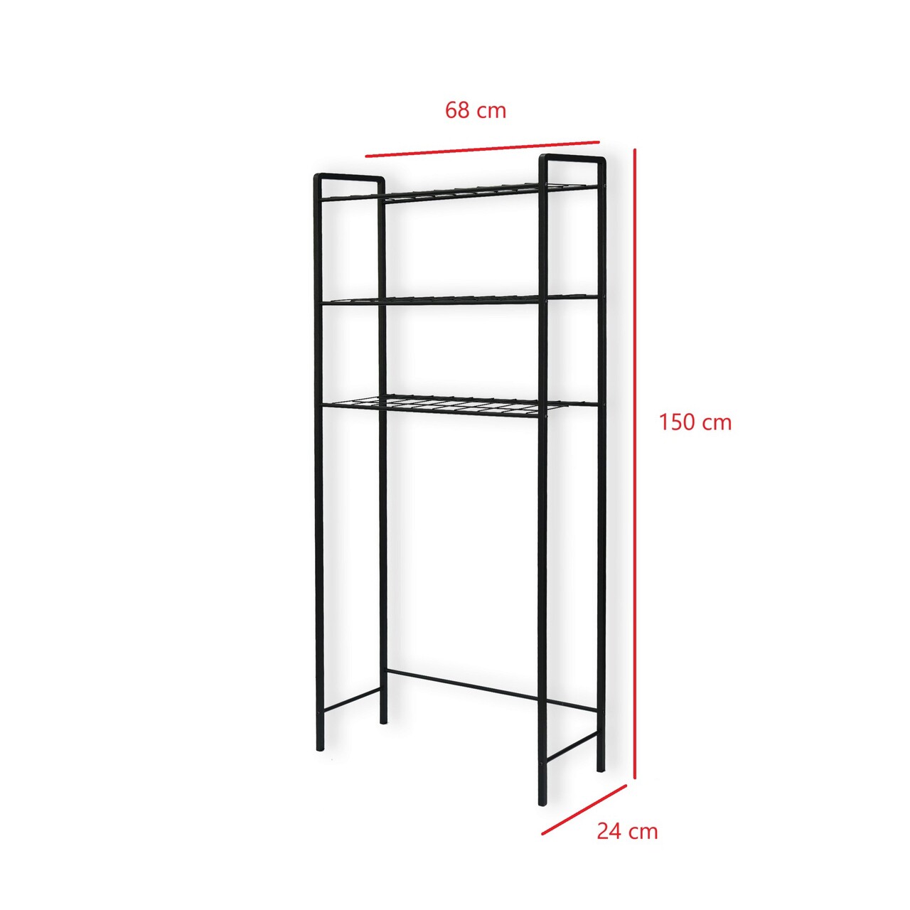 Dulap masina de spalat, Puqa Design, Nigel, 24x68x150 cm, Metal, Negru