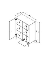 Dulap multifunctional, Wolina, Wire, 40x90x110 cm, 100% PLANCĂ DE PARTICULAȚI VOLTATE, Stejar