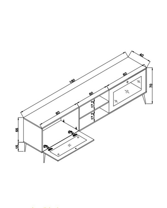 Comoda TV, Wolina, Jüt 180, 180x55x41 cm, PAL, Stejar