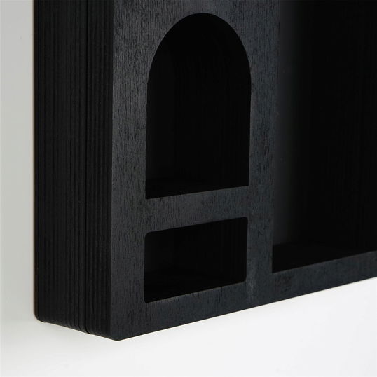 Raft de perete, Evila Originals, Cry004-S, 26x40x6 cm, Lemn masiv, Negru