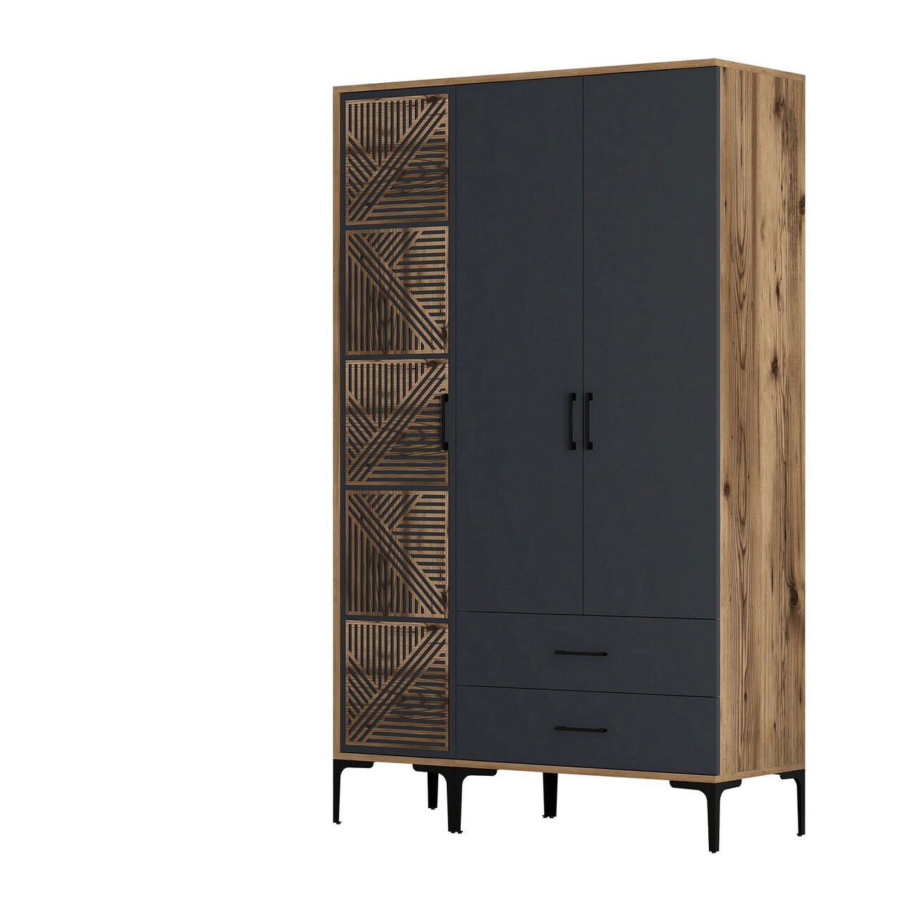 Dulap pentru haine, Hommy Craft, Kumsal PT, 120x47.5x201.4 cm, PAL, Nuc / Antracit