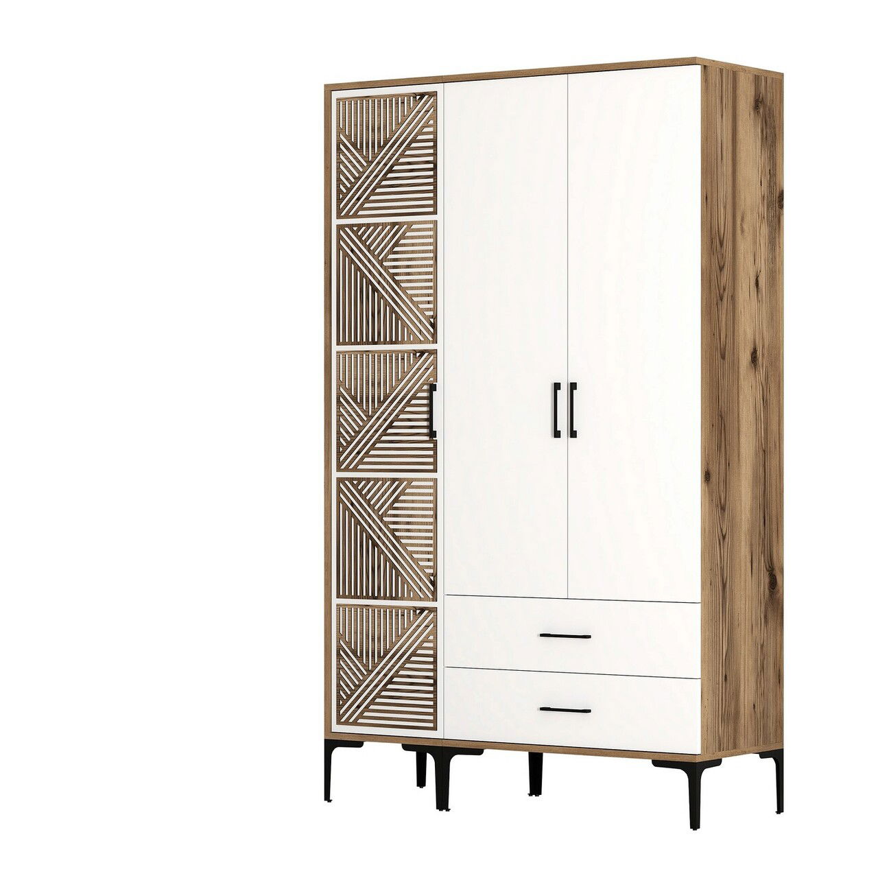 Dulap pentru haine, Hommy Craft, Kumsal PT, 120x47.5x201.4 cm, PAL, Nuc/Alb