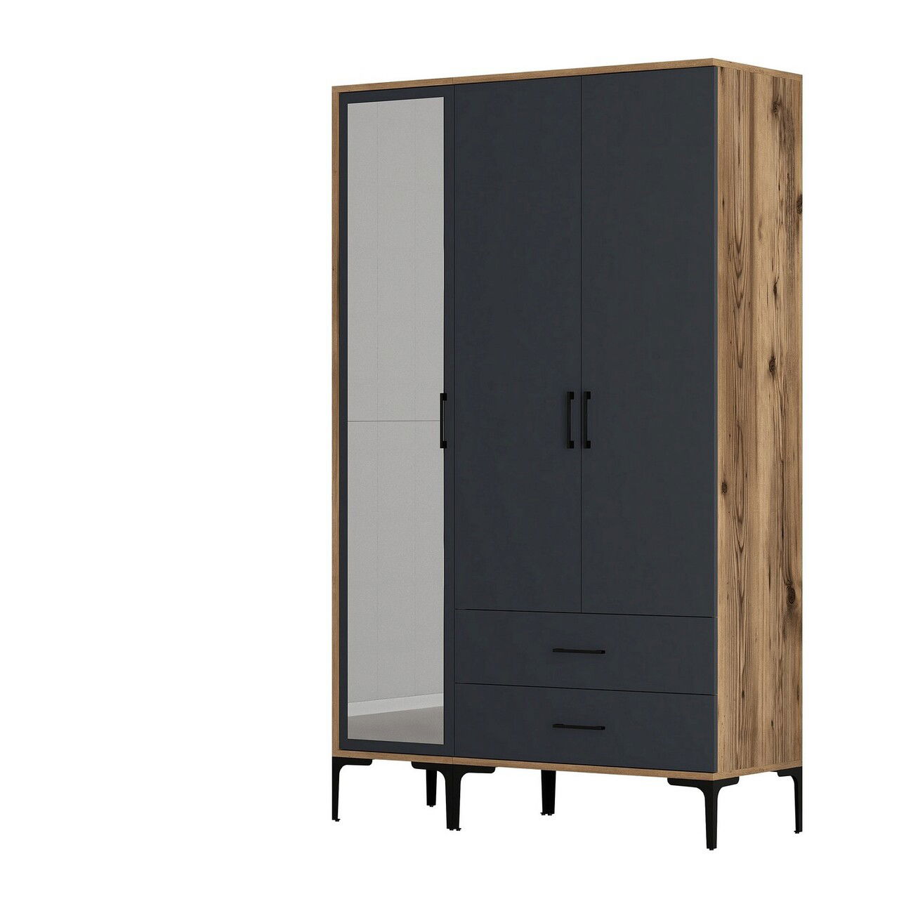 Dulap pentru haine, Hommy Craft, Kumsal RT, 120x47.5x201.4 cm, PAL, Nuc / Antracit