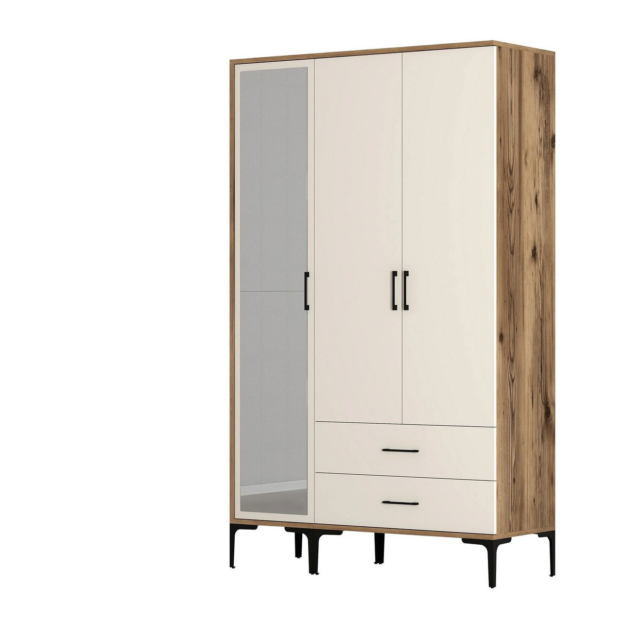 Dulap pentru haine, Hommy Craft, Kumsal RT, 120x47.5x201.4 cm, PAL, Maro/Crem