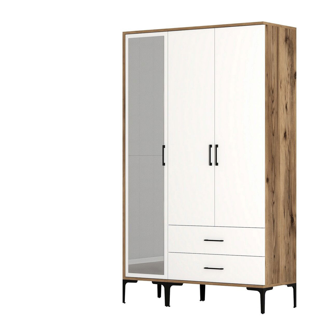 Dulap pentru haine, Hommy Craft, Kumsal RT, 120x47.5x201.4 cm, PAL, Nuc/Alb