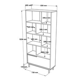Corp biblioteca, Locelso, On4-Su, 83.9x175.6x29.5 cm, PAL, Nuc / Stejar