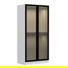 Dulap pentru haine, Minerva, Kale Glass Black, 90x210x52 cm, PAL, Alb/Negru