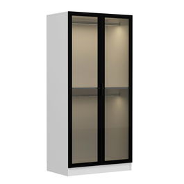 Dulap pentru haine, Minerva, Kale Glass Black, 90x210x52 cm, PAL, Alb/Negru