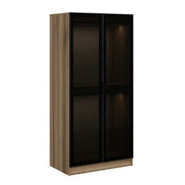 Dulap pentru haine, Minerva, Kale Glass Dark Grey1, 90x210x52 cm, PAL, Gri inchis