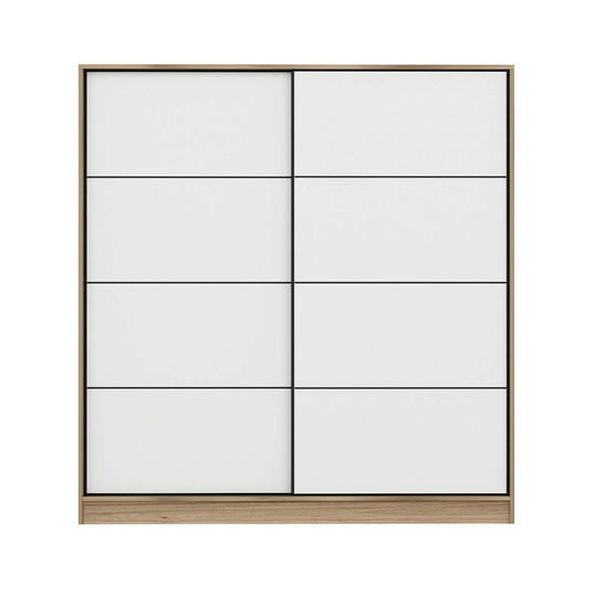 Dulap pentru haine, Minerva, Kale, 180x190x52 cm, PAL, Alb / Dore