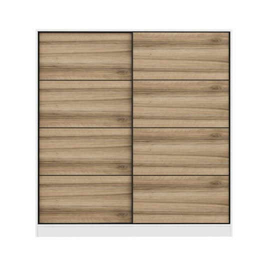 Dulap pentru haine, Minerva, Kale, 180x210x52 cm, PAL, Alb / Dore