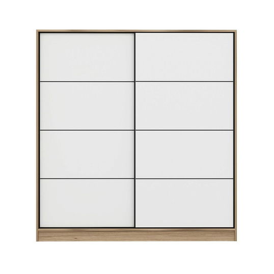 Dulap pentru haine, Minerva, Kale, 180x210x52 cm, PAL, Alb / Dore