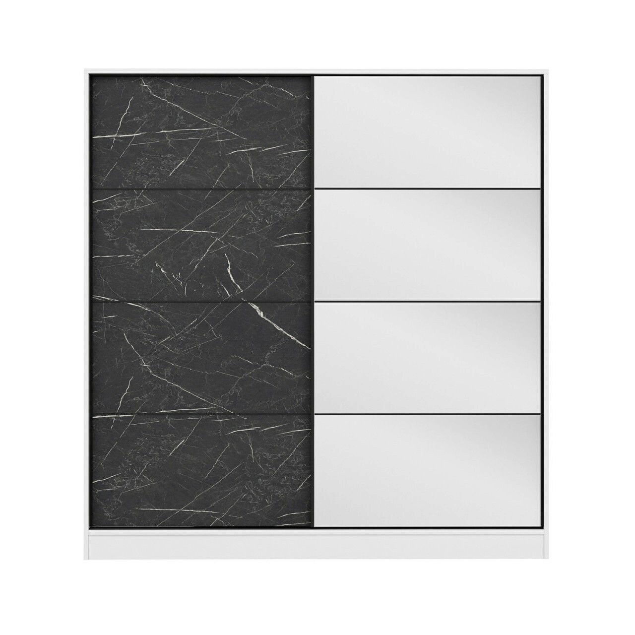 Dulap pentru haine, Minerva, Kale, 180x210x52 cm, PAL, Alb/Negru