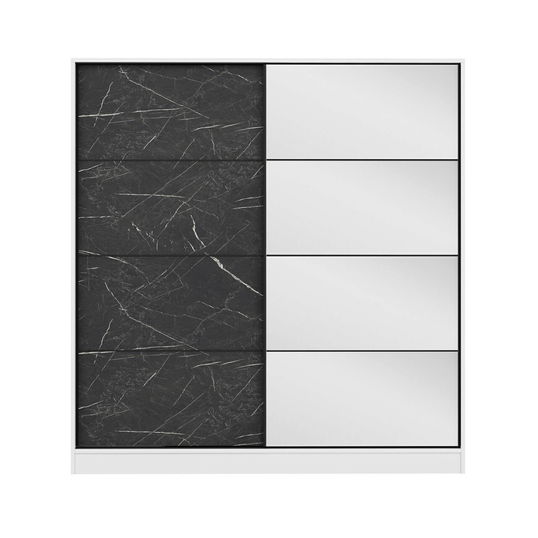 Dulap pentru haine, Minerva, Kale, 180x210x52 cm, PAL, Alb/Negru