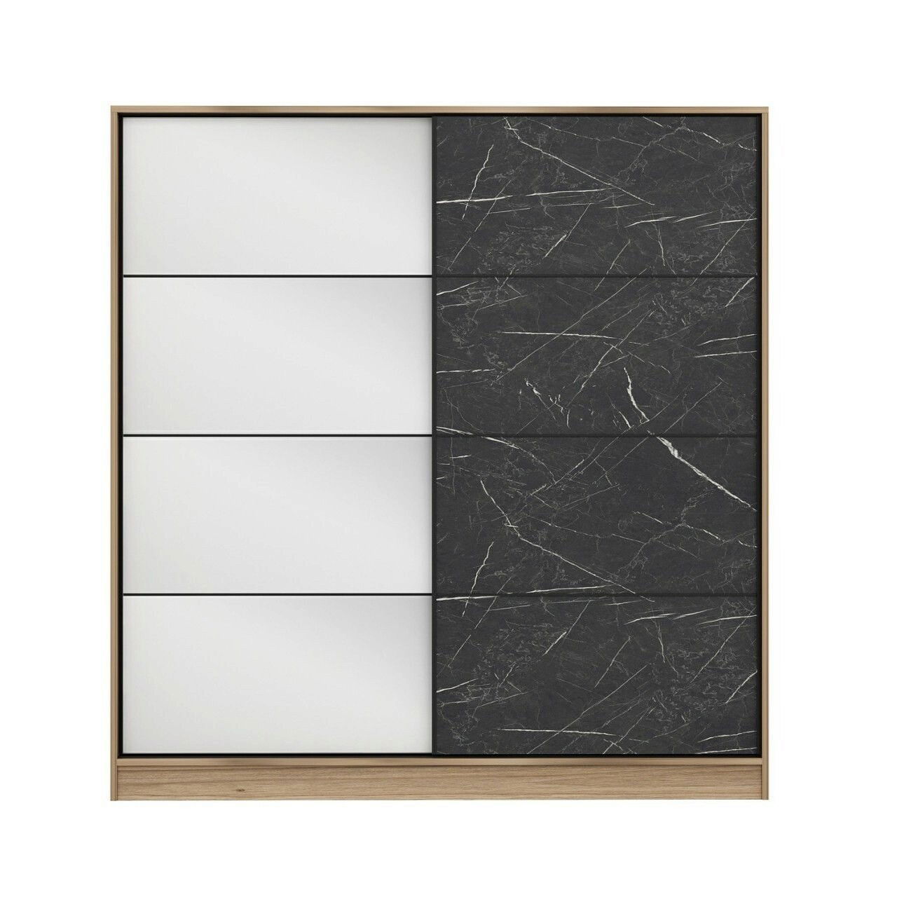 Dulap pentru haine, Minerva, Kale, 180x210x52 cm, PAL, Dore / Negru