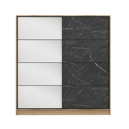 Dulap pentru haine, Minerva, Kale, 180x210x52 cm, PAL, Dore / Negru