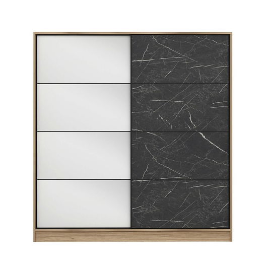 Dulap pentru haine, Minerva, Kale, 180x210x52 cm, PAL, Dore / Negru