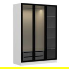 Dulap pentru haine, Minerva, Kale White Black, 135x190x52 cm, PAL, Alb/Negru