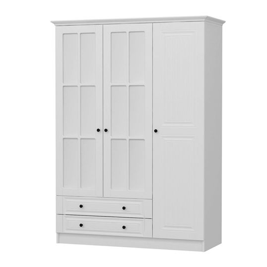 Dulap pentru haine, Minerva, Kale 3 Mebran Kapak 210, 135x210x52 cm, PAL, Alb