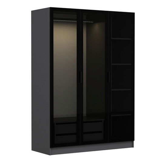 Dulap pentru haine, Minerva, Kale Anthracite Black, 135x210x52 cm, PAL, Antracit / Negru
