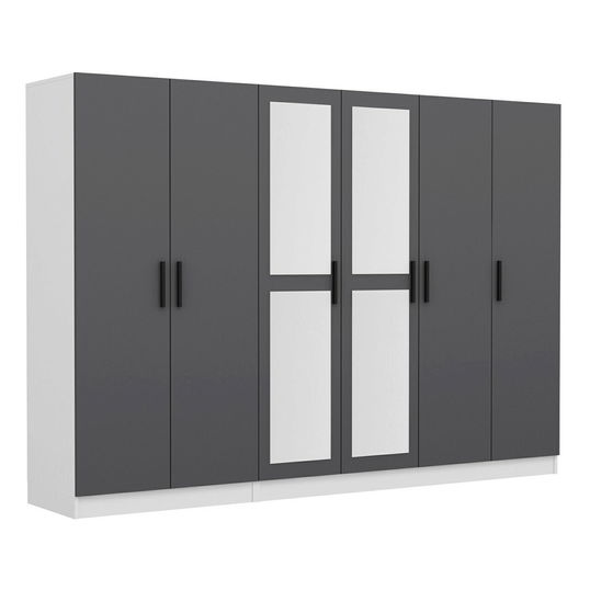 Dulap pentru haine, Minerva, Kale, 225x210x52 cm, PAL, Antracit