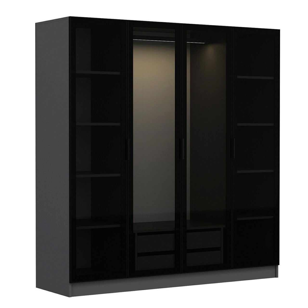 Dulap pentru haine, Minerva, Kale, 180x210x52 cm, PAL, Antracit / Negru