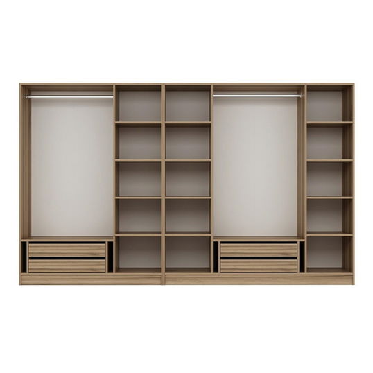 Dulap pentru haine, Minerva, Kale Plus, 315x210x52 cm, PAL, Fume / Stejar