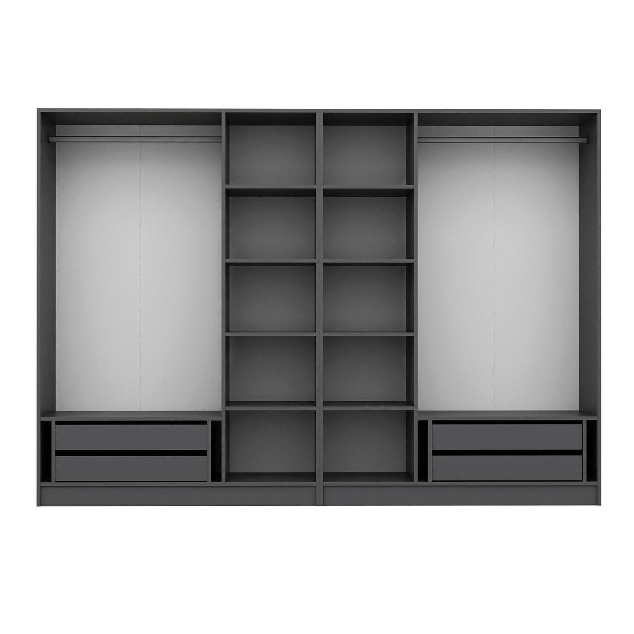 Dulap pentru haine, Minerva, Kale Plus, 225x210x52 cm, PAL, Fumuriu