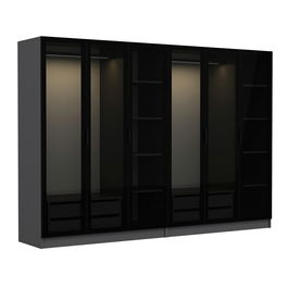 Dulap pentru haine, Minerva, Kale, 270x210x52 cm, PAL, Antracit / Negru
