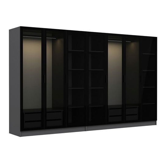 Dulap pentru haine, Minerva, Kale, 315x190x52 cm, PAL, Antracit / Negru