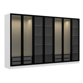 Dulap pentru haine, Minerva, Kale, 315x210x52 cm, PAL, Alb/Negru