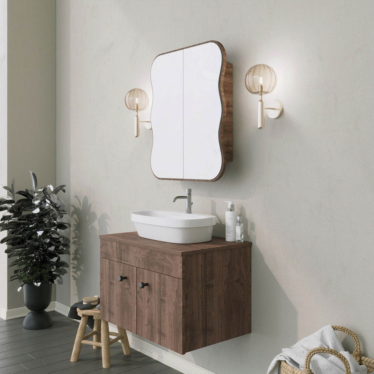 Dulap de baie, Neostill, Day Dream, 12x45x50 cm, 100% CARTON DURO, Maro