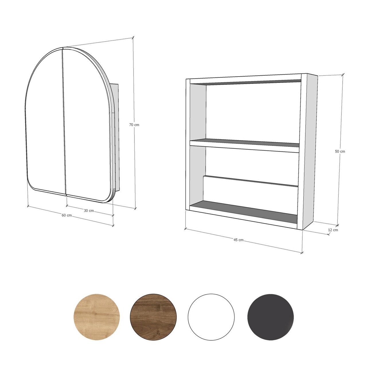 Dulap de baie, Neostill, Hope Cabinet, 12x45x50 cm, 100% CARTON DURO, Alb