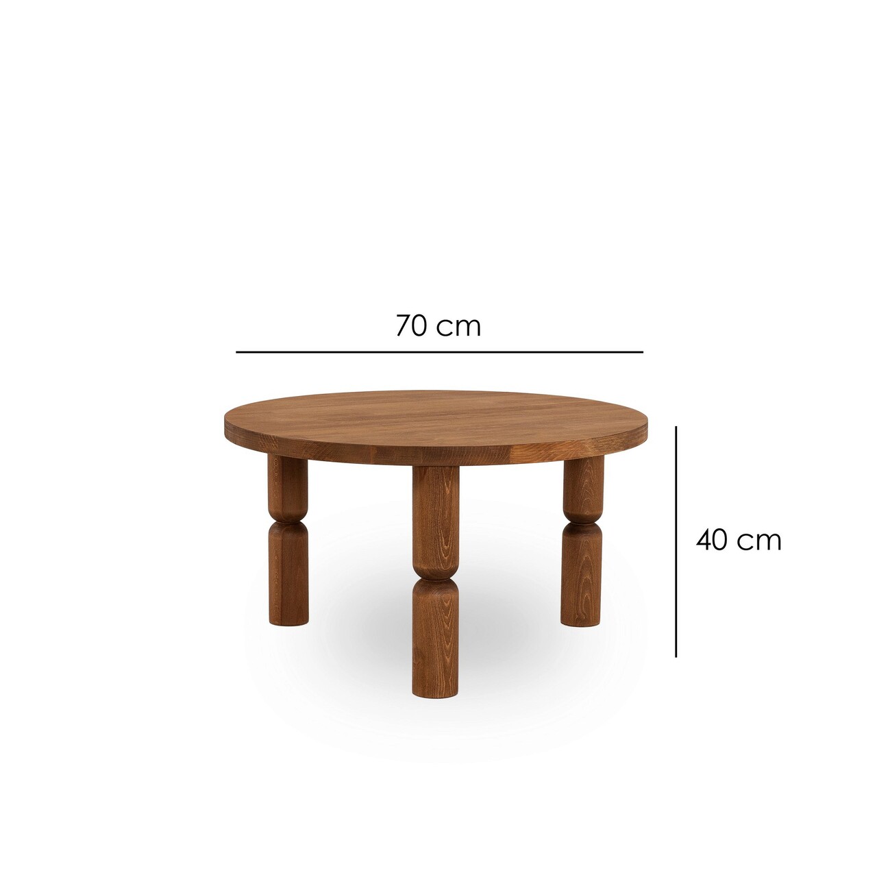 Masuta de cafea, Neostill, Ida 70, 70x40x70 cm, Lemn masiv, Castan