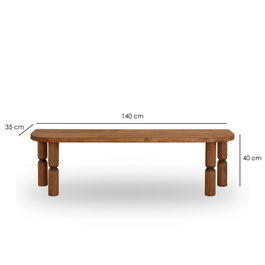 Comoda TV, Neostill, Ida, 140x40x35 cm, Lemn masiv, Castan