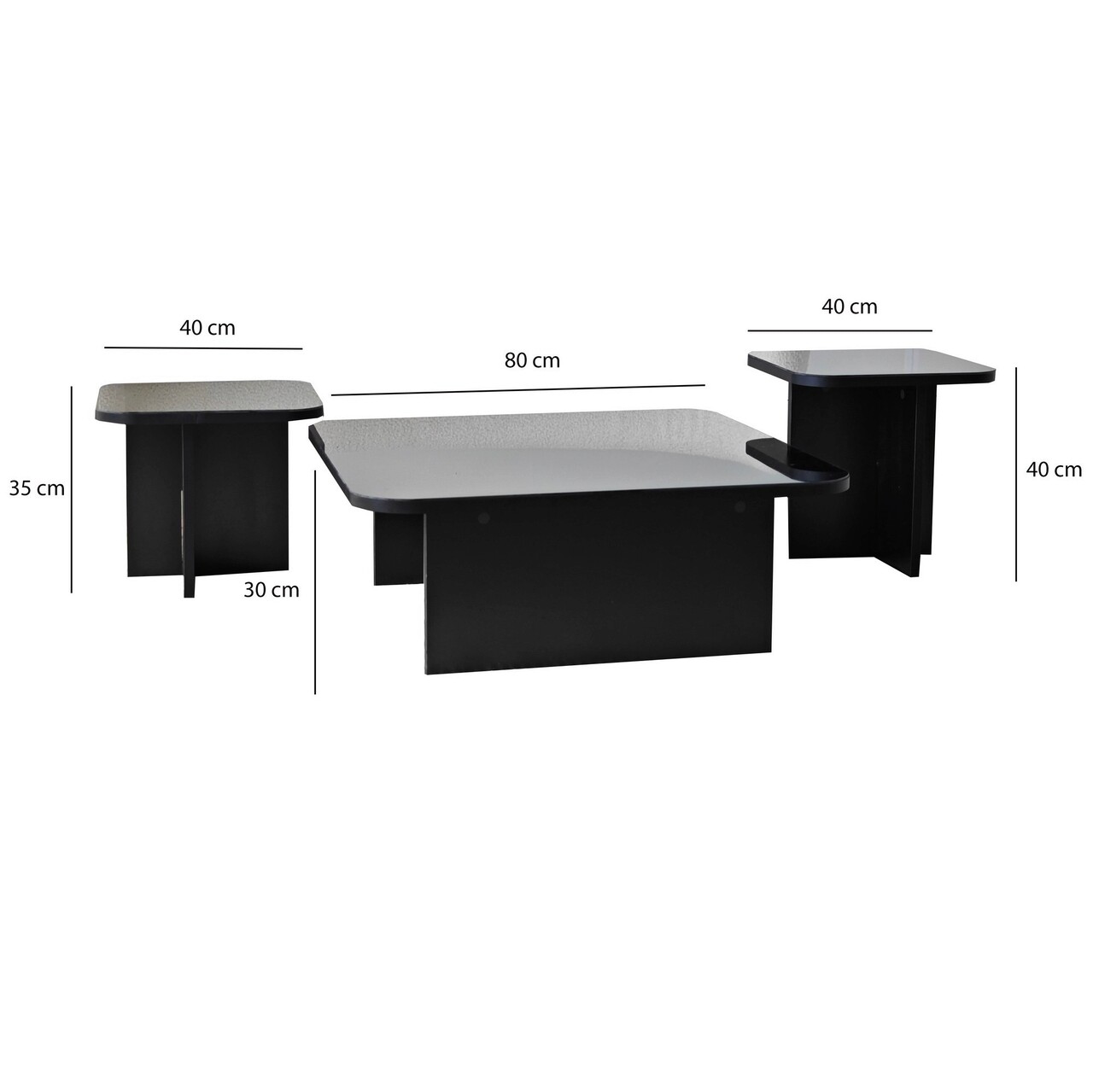 Set masuta de cafea, Neostill, Jazz, PAL, Negru / Fume