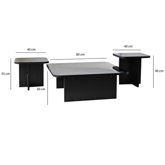 Set masuta de cafea, Neostill, Jazz, PAL, Negru / Fume