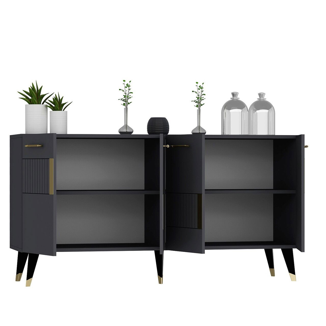 Consola, Olivia, Moda, 150x79x40 cm, PAL , Antracit / Aur