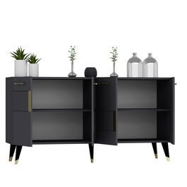 Consola, Olivia, Moda, 150x79x40 cm, PAL , Antracit / Aur