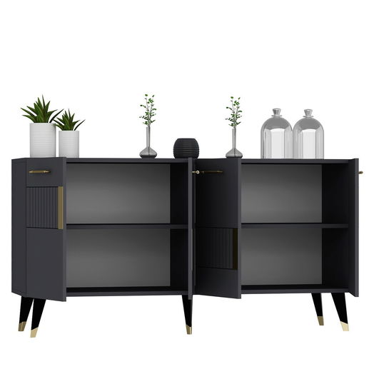 Consola, Olivia, Moda, 150x79x40 cm, PAL , Antracit / Aur
