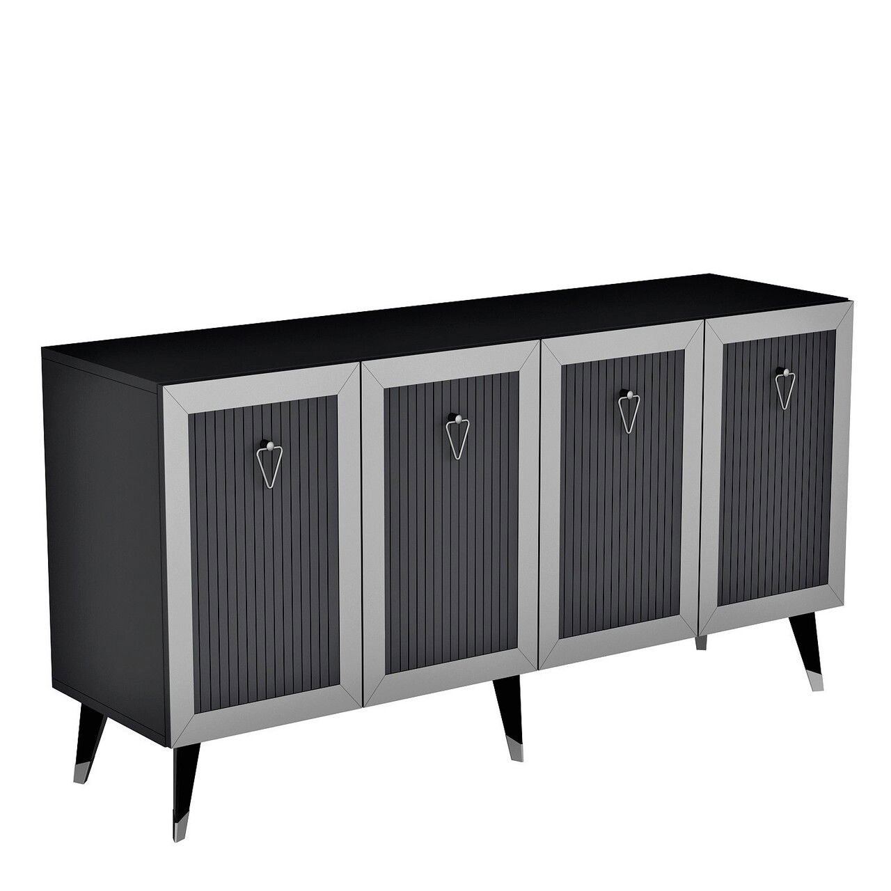 Consola, Olivia, Bare, 150x40x80 cm, PAL , Antracit / Argintiu