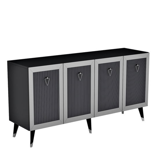 Consola, Olivia, Bare, 150x40x80 cm, PAL , Antracit / Argintiu