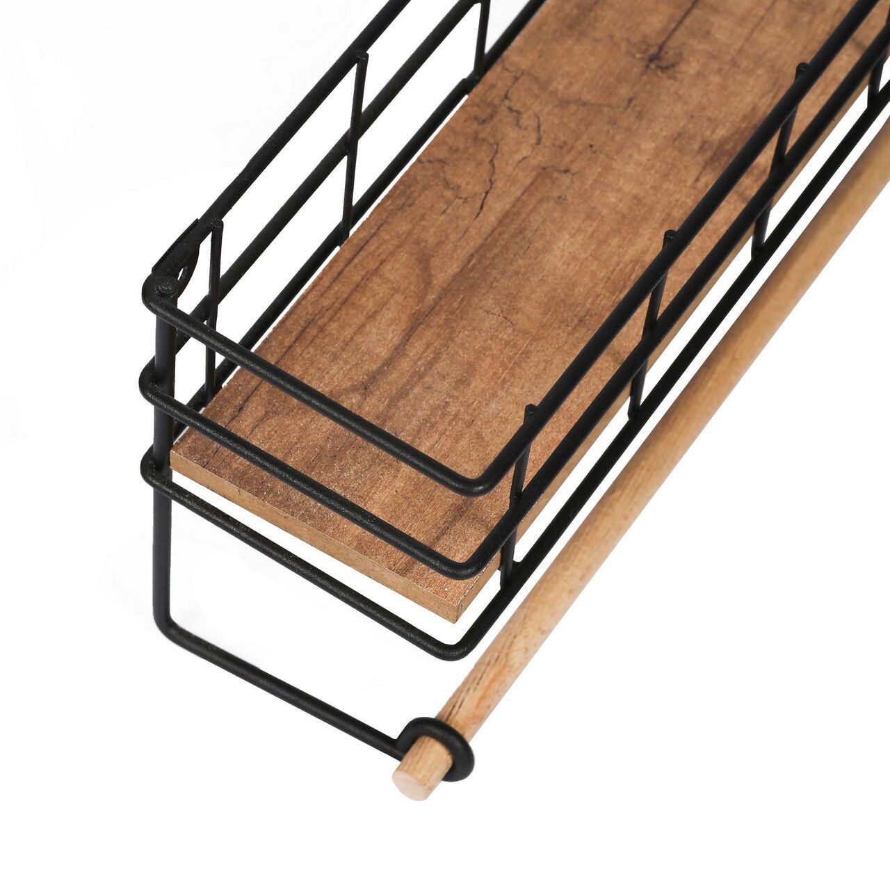 Raft de perete, Puqa Design, Gwen, 32x10x16.5 cm, PAL, Stejar / Negru