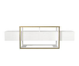 Comoda TV, Tera Home, Bianco, PAL, Alb/Auriu