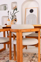 Set Masa si Scaune, Vow Chair, Cheri 4S, Lemn de fag, Stejar / Crem