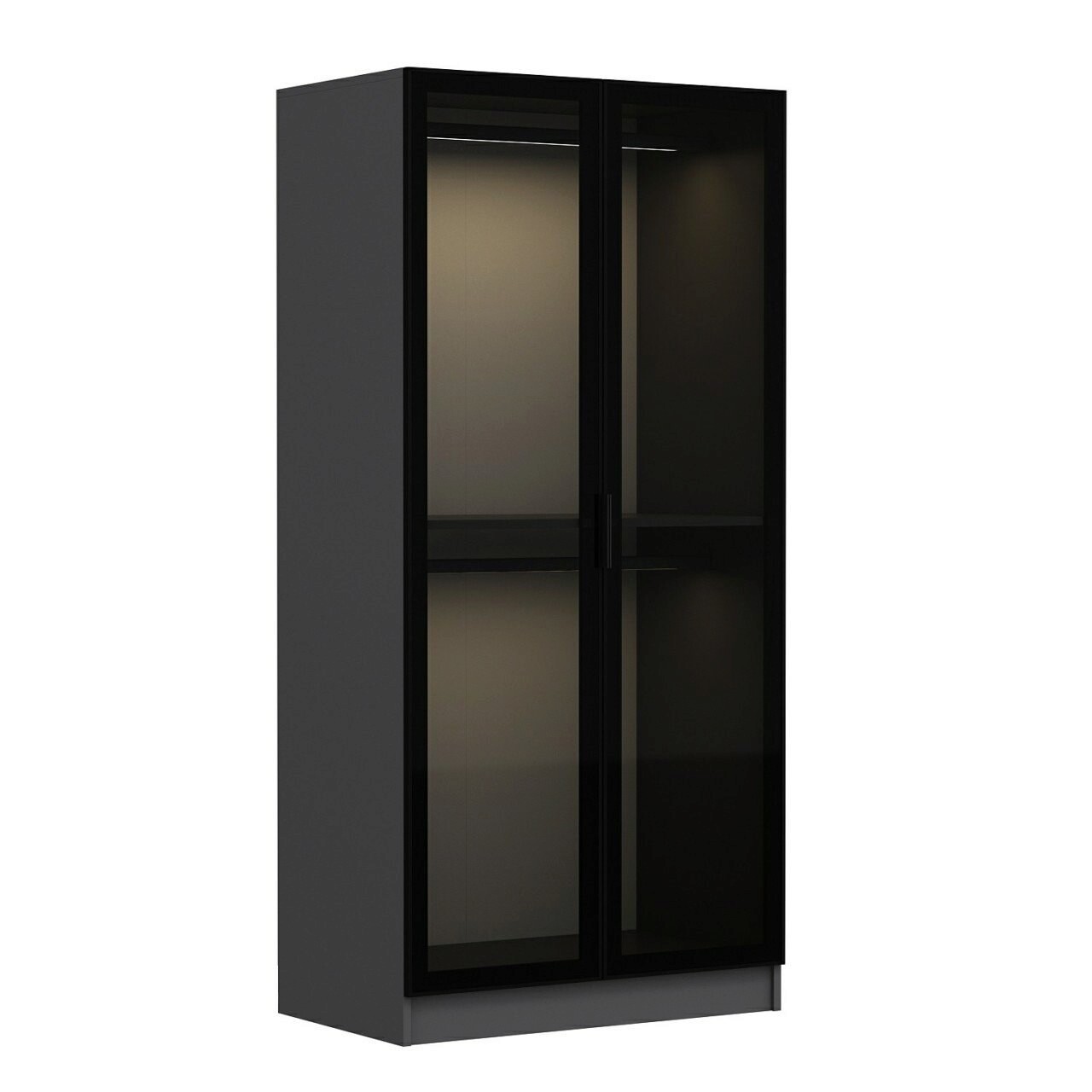 Dulap pentru haine, Minerva, Kale Glass Anthracite, 90x190x52 cm, PAL, Negru / Antracit