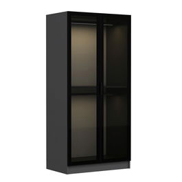 Dulap pentru haine, Minerva, Kale Glass Anthracite, 90x190x52 cm, PAL, Negru / Antracit
