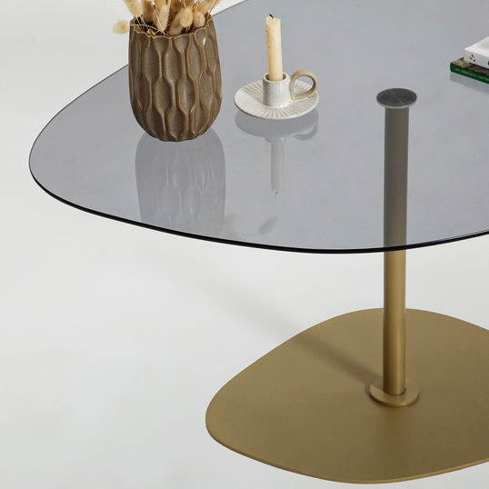 Masuta de cafea, Neostill, Soho, 85x40x67 cm, Sticla temperata, Gri inchis/Auriu