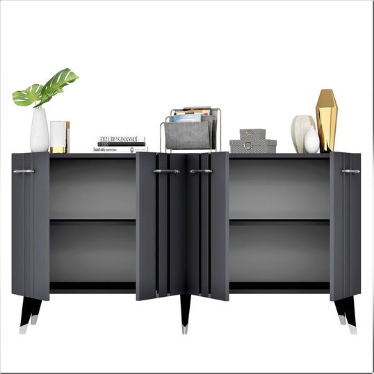 Consola, Olivia, Asel, 150x80x40 cm, PAL , Antracit / Argintiu